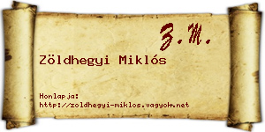 Zöldhegyi Miklós névjegykártya